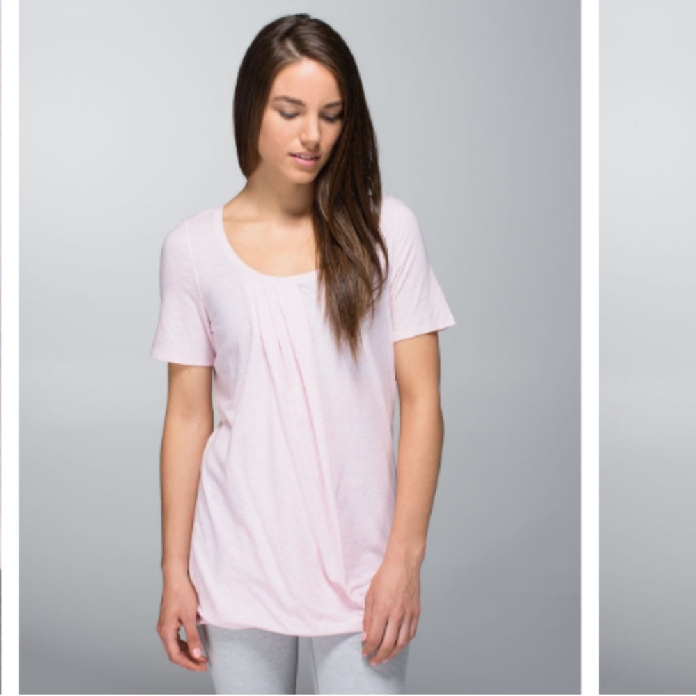 Lululemon Twist Tee Heathered Barely Pink Top - Picture 1 of 7
